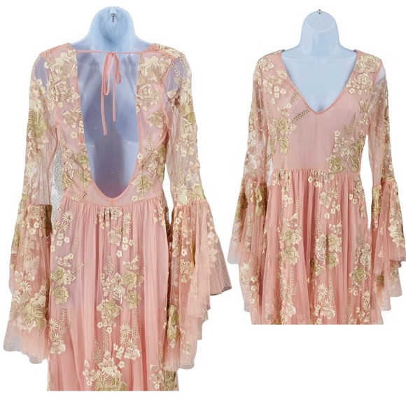 LoveShackFancy NEW Brixton Pink Lace Long Sleeve Formal Maxi Dress Size 6 - Picture 7 of 14